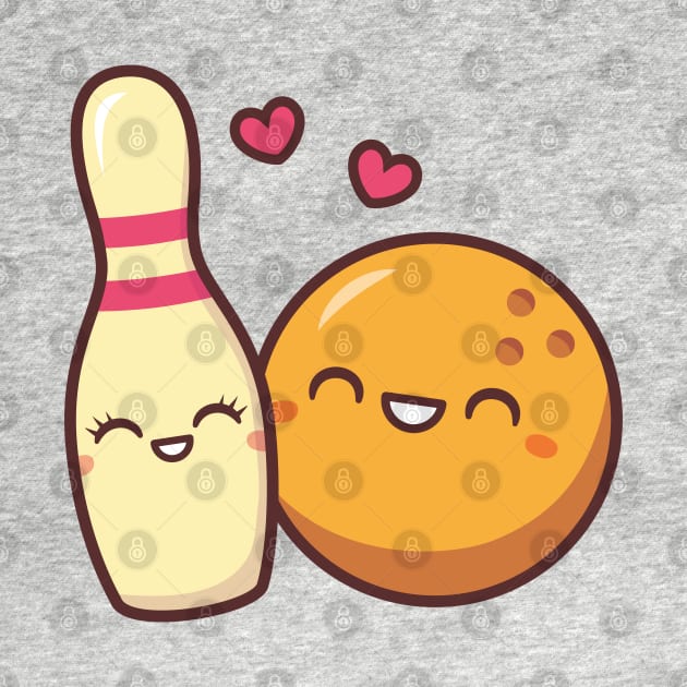 Cute Lovestruck Bowling Pin and Ball by rustydoodle